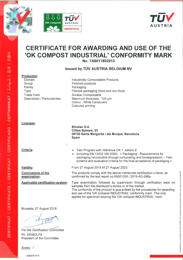 Certificado OK Compost Industrial